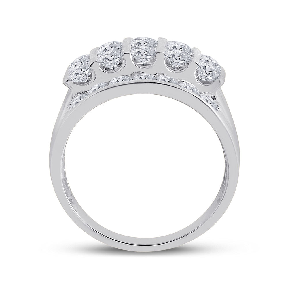 14K White Gold Mens Round Diamond Channel-Set Band Ring 3 Cttw, Mens Size: 7-13