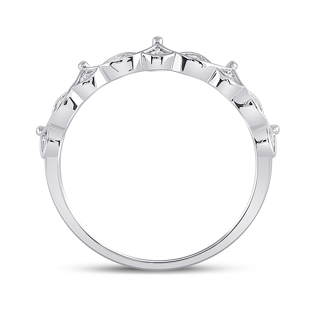 10K Yellow Or White Or Rose Gold Womens Round Diamond Crown Stackable Band Ring , Womens Size: 5-10