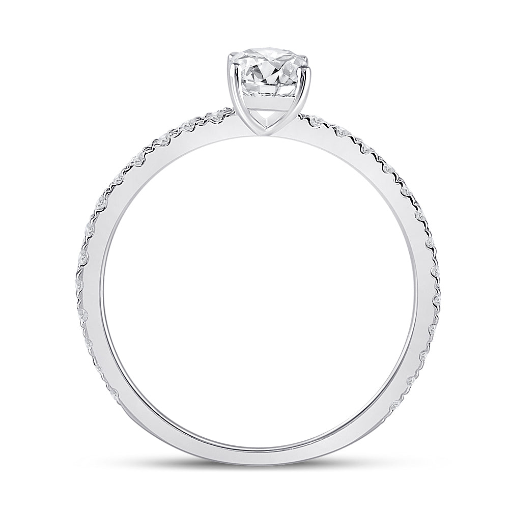 14K White Gold Emerald Diamond Solitaire Bridal Wedding Engagement Ring 1 Cttw, Womens Size: 5-10