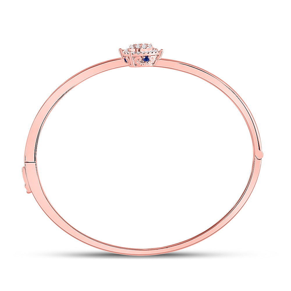 14K Rose Gold Womens Round Diamond Bypass Pear Cluster Bracelet 1/2 Cttw