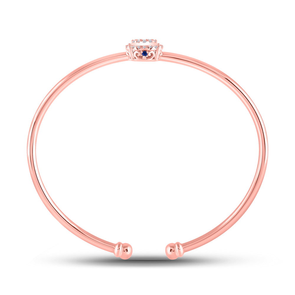 14K Rose Gold Womens Round Diamond Cluster Bangle Bracelet 1/2 Cttw