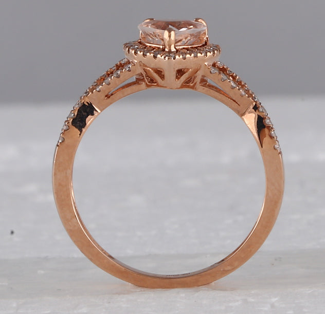 10kt Rose Gold 1/4ctw Diamond 1ct-cmor Heart Ring