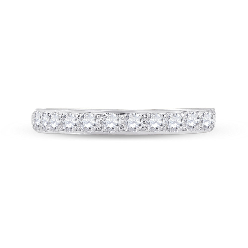 14kt White Gold Womens Round Diamond Wedding Single Row  Wedding Engagement Anniversary Band 1/2 Cttw, Women Size: 5-9