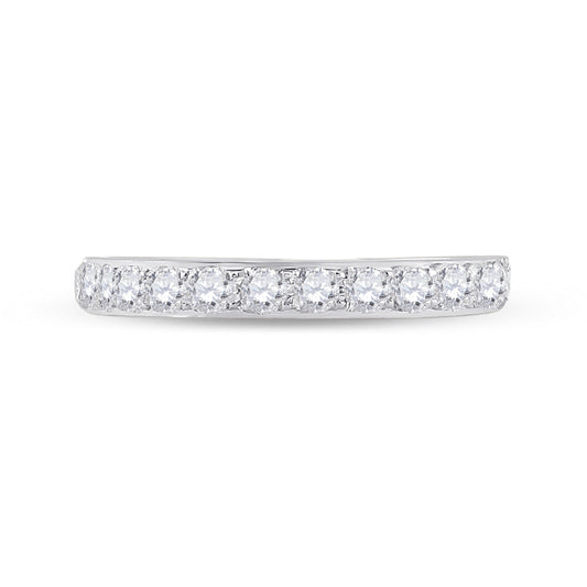 14kt White Gold Womens Round Diamond Wedding Single Row  Wedding Engagement Anniversary Band 1/2 Cttw, Women Size: 5-9