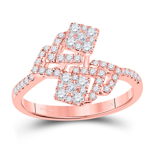 14kt Rose Gold Womens Round Diamond Bridal Wedding Engagement Anniversary Ring 1/2 Cttw, Women Size: 5-9