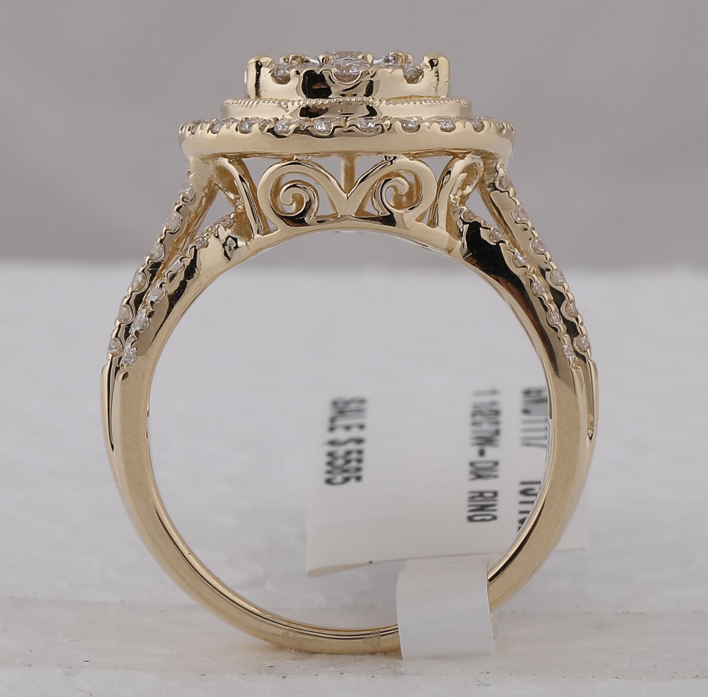14K Yellow Gold Womens Round Diamond Teardrop Pear Cluster Ring 1-1/2 Cttw, Womens Size: 5-10