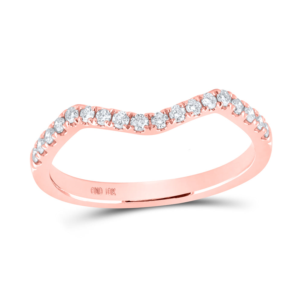 10K Rose Gold Womens Round Diamond Wedding Curved Enhancer Band 1/5 Cttw, Womens Size: 5-10