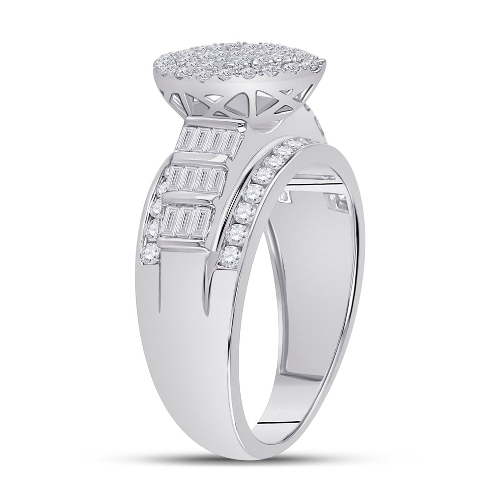 10K White Gold Baguette Diamond Cluster Bridal Wedding Engagement Ring 1 Cttw, Womens Size: 5-10