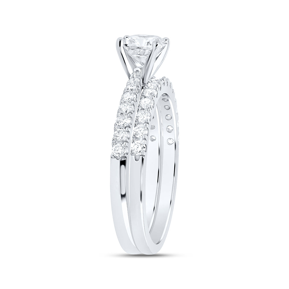 14kt White Gold Womens Cushion Diamond Bridal Wedding Engagement Ring Band Set 1-1/5 Cttw (certified)