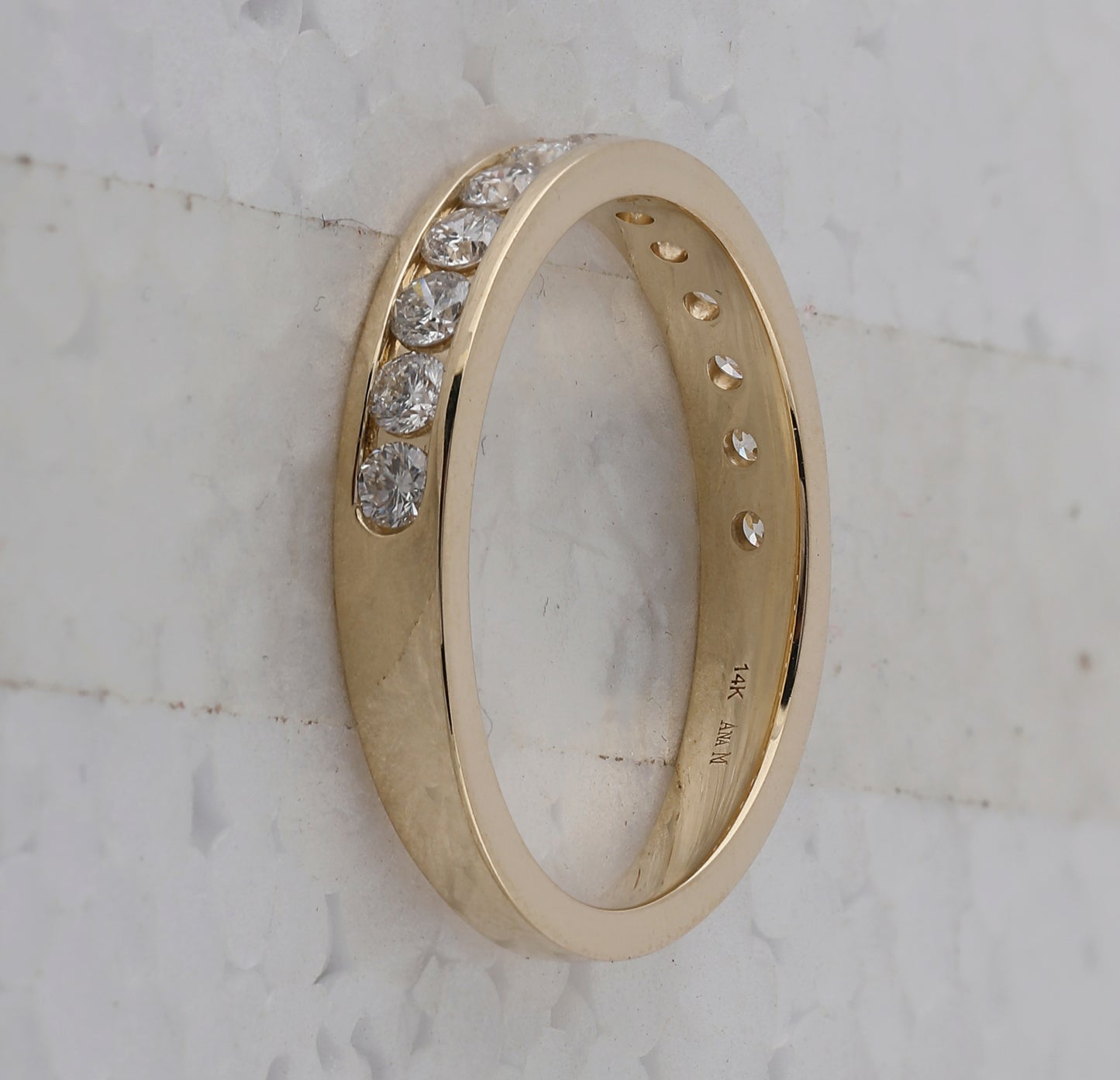 14kt Yellow Gold Womens Round Diamond Wedding Single Row Band 1/2 Cttw
