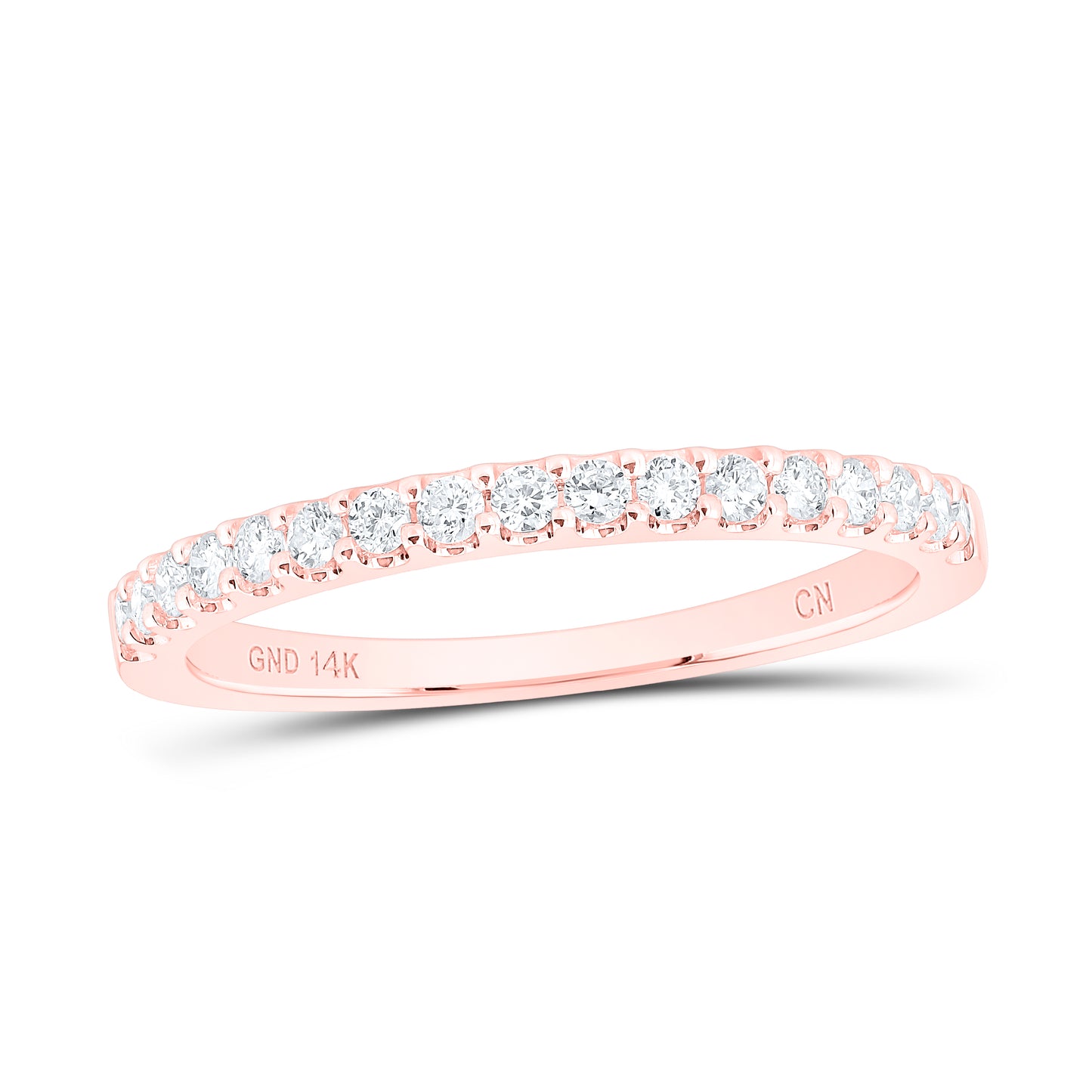 14kt Rose Gold Womens Round Diamond Single Row  Wedding Engagement Anniversary Band 1/3 Cttw, Women Size: 5-9