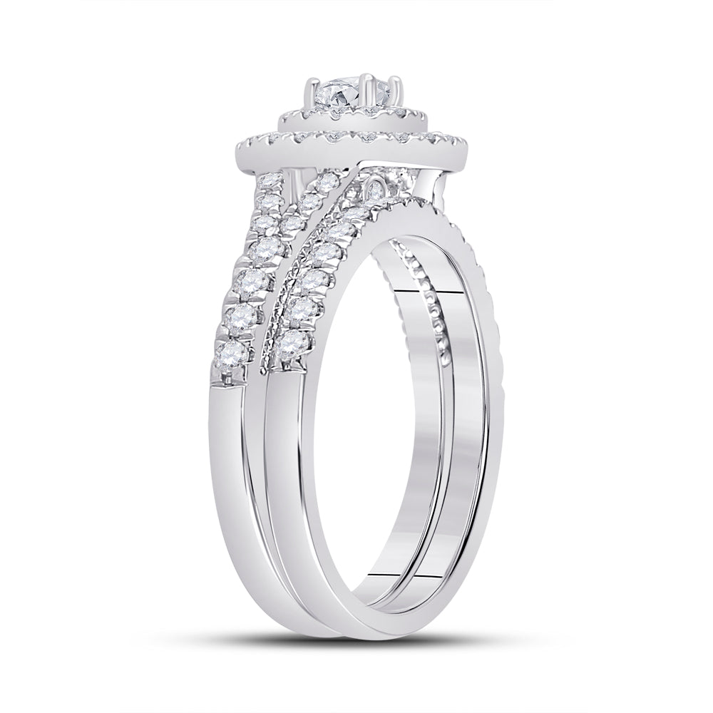 10K White Gold Round Dia. Bridal Band Set 1ctw, Women's Sz: 5-10