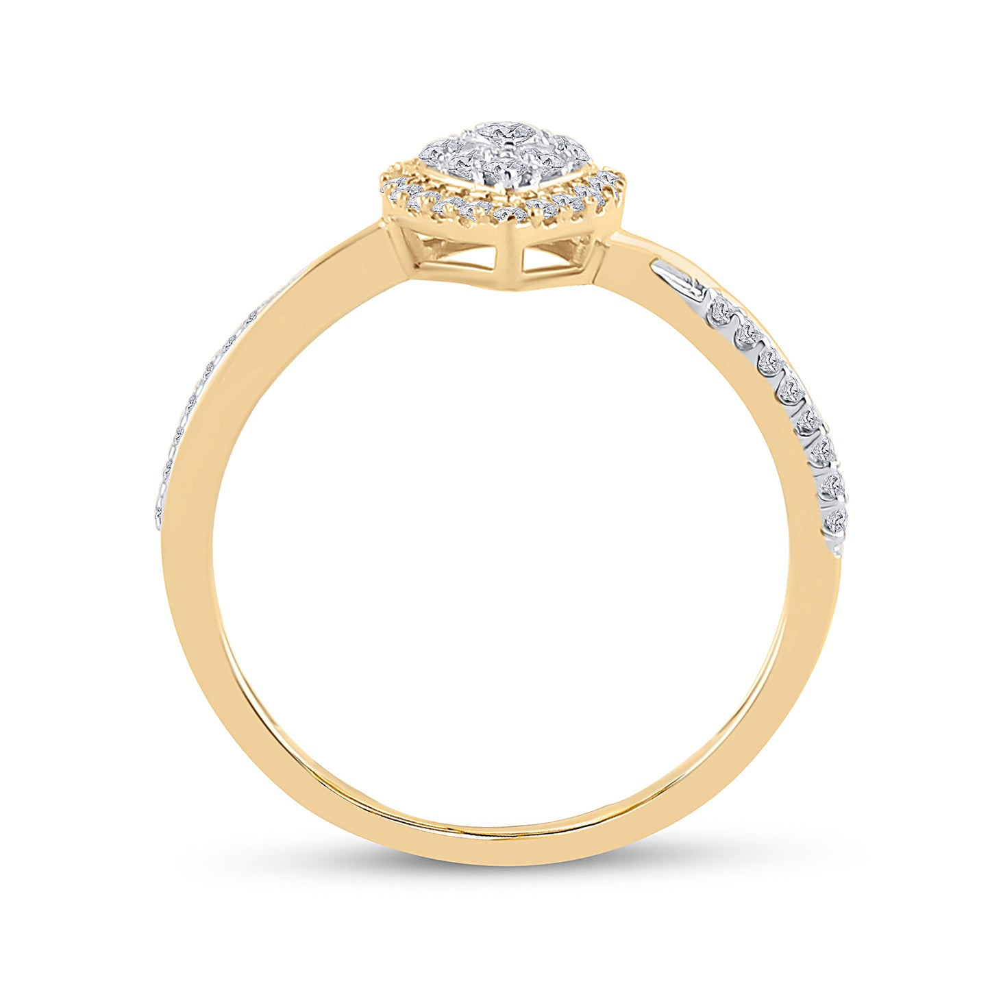 14K Yellow Gold Womens Round Diamond Teardrop Cluster Ring 1/3 Cttw, Womens Size: 5-10