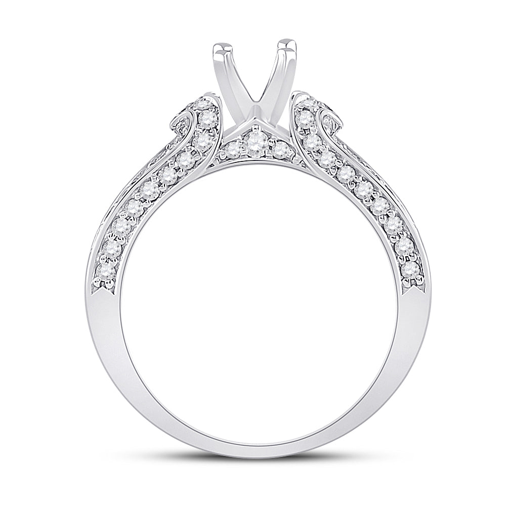 14kt White Gold Womens Round Diamond 3/4 Cttw Oval Center Solitaire Wedding Engagement Anniversary Semi-mount Ring 3/4 Cttw, Women Size: 5-9