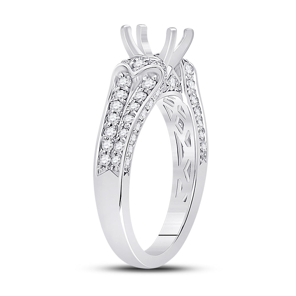 14kt White Gold Womens Round Diamond 3/4 Cttw Oval Center Solitaire Wedding Engagement Anniversary Semi-mount Ring 3/4 Cttw, Women Size: 5-9