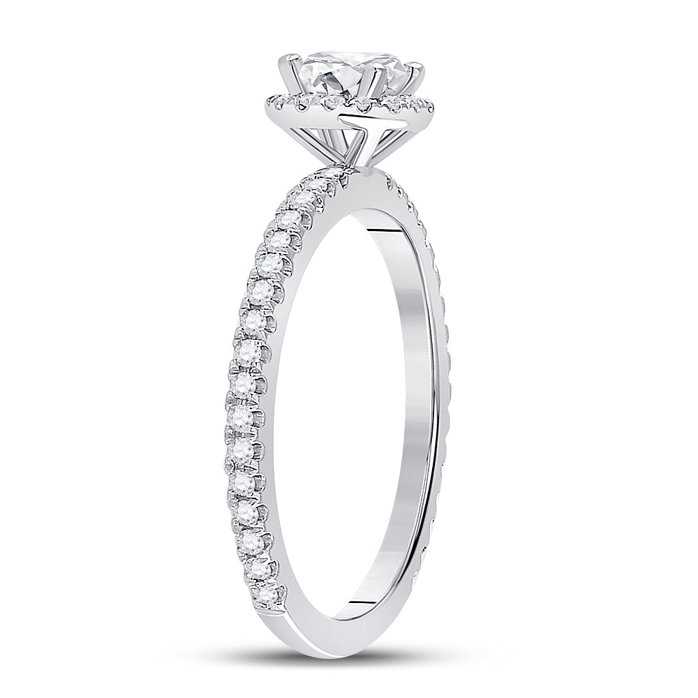 14K White Gold Round Diamond Halo Bridal Wedding Engagement Ring 7/8 Cttw, Womens Size: 5-10