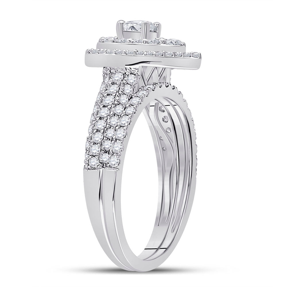 14K White Gold Round Diamond Wedding Band Set 1ctw, Womens Sz: 5-10