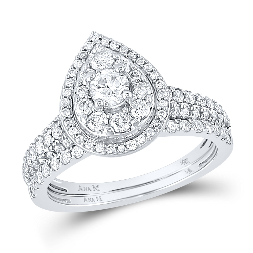 14K White Gold Round Diamond Wedding Band Set 1ctw, Womens Sz: 5-10