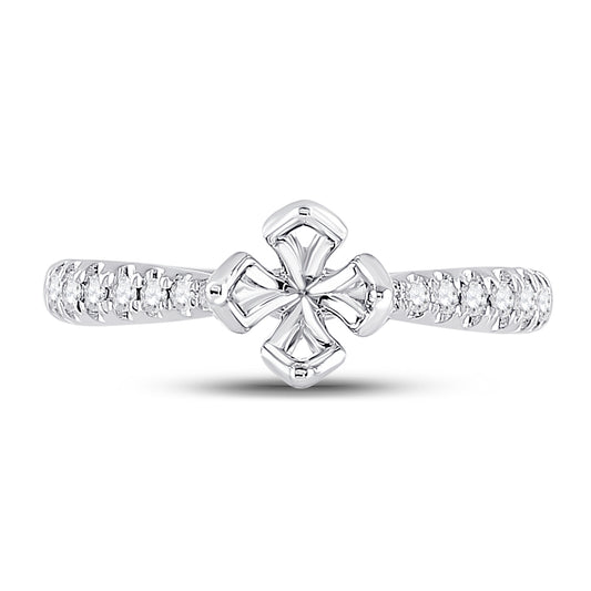 14kt White Gold Womens Round Diamond and 1/2 Cttw Round Center Solitaire Wedding Engagement Anniversary Semi-mount Ring 1/5 Cttw, Women Size: 5-9