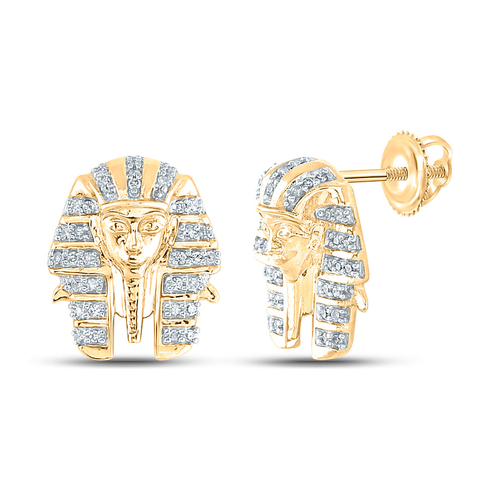 10K Yellow Gold Womens Round Diamond Pharaoh Cluster Earrings 1/5 Cttw, Length: 0.59 In, Width: 0.45 In