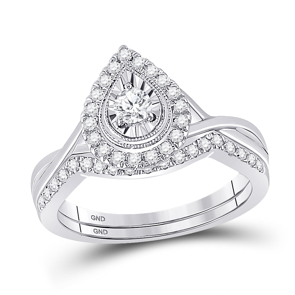 10K Two-tone Gold Round Diamond Bridal Wedding Ring Band Set 1/2ctw, Womens Size: 5-10