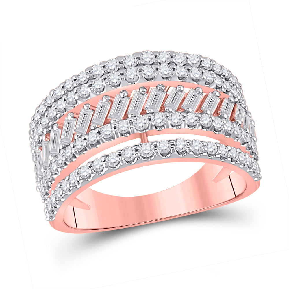 14K Rose Gold Womens Round Diamond Anniversary Ring 1 Cttw, Womens Size: 5-10