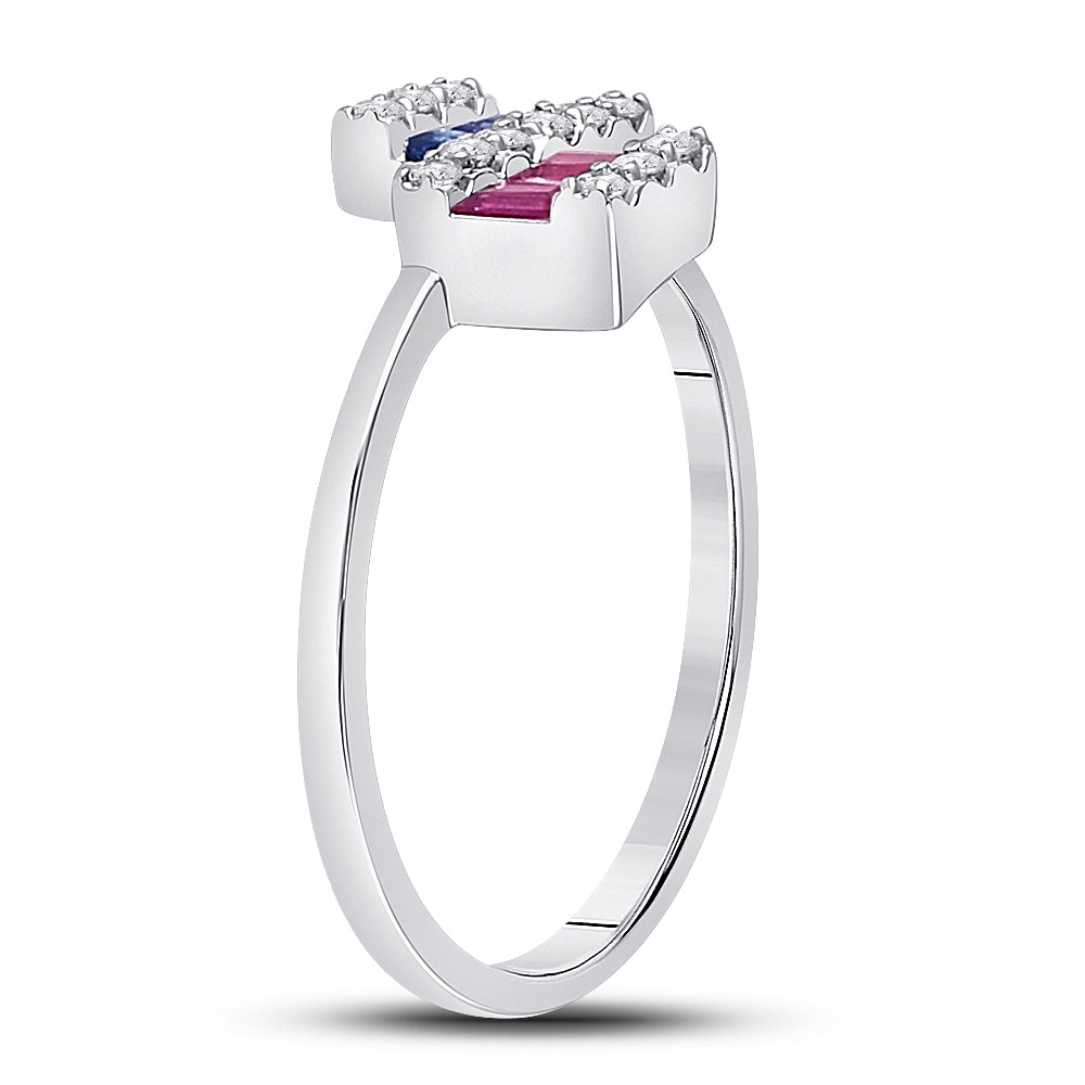 14kt White Gold Womens Baguette Blue Sapphire Modern Bridal Wedding Engagement Anniversary Ring 1/2 Cttw, Women Size: 5-9