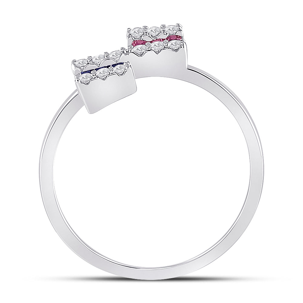 14kt White Gold Womens Baguette Blue Sapphire Modern Bridal Wedding Engagement Anniversary Ring 1/2 Cttw, Women Size: 5-9