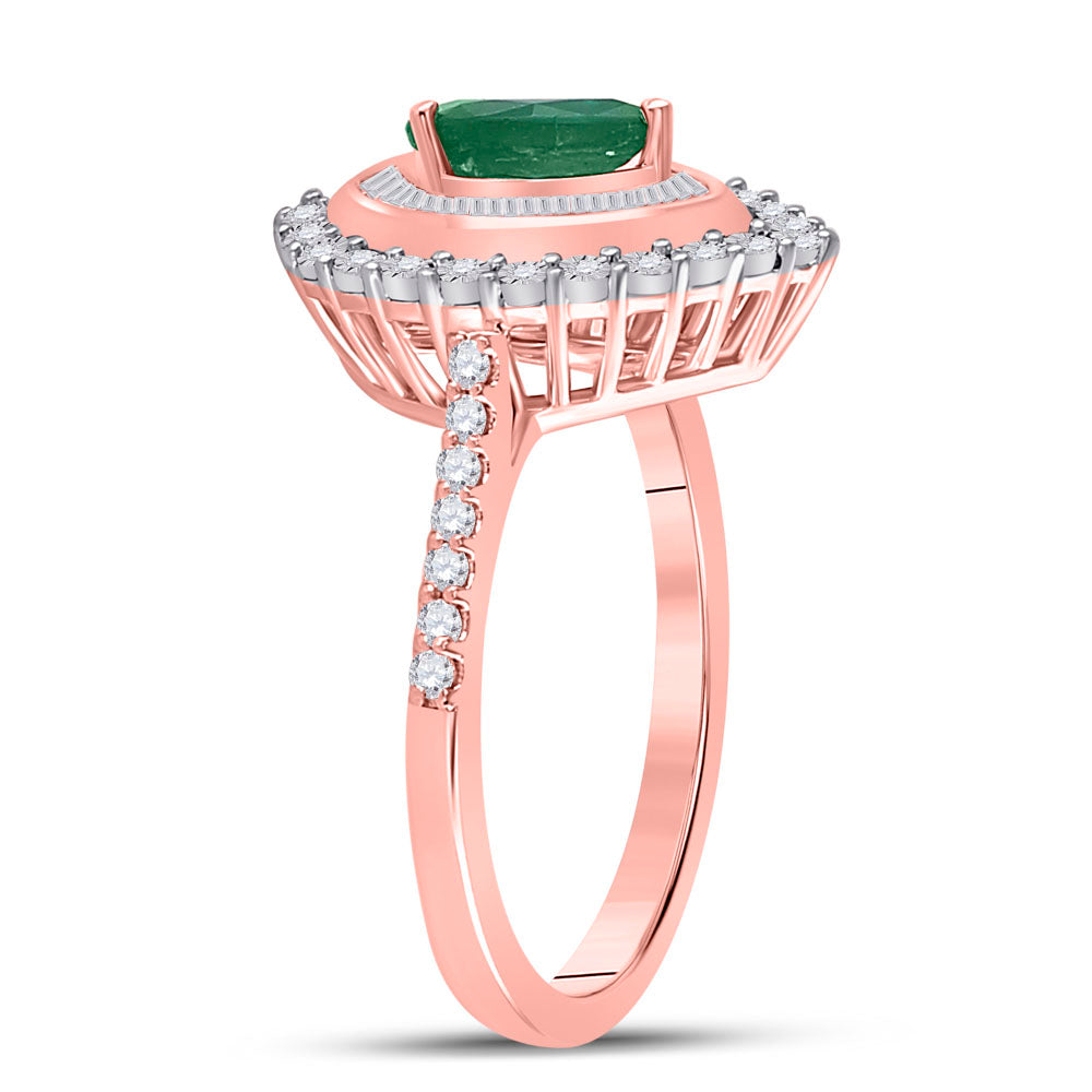 14kt Rose Gold 3/8ctw Diamond 1/2 Ct Emerald Ring