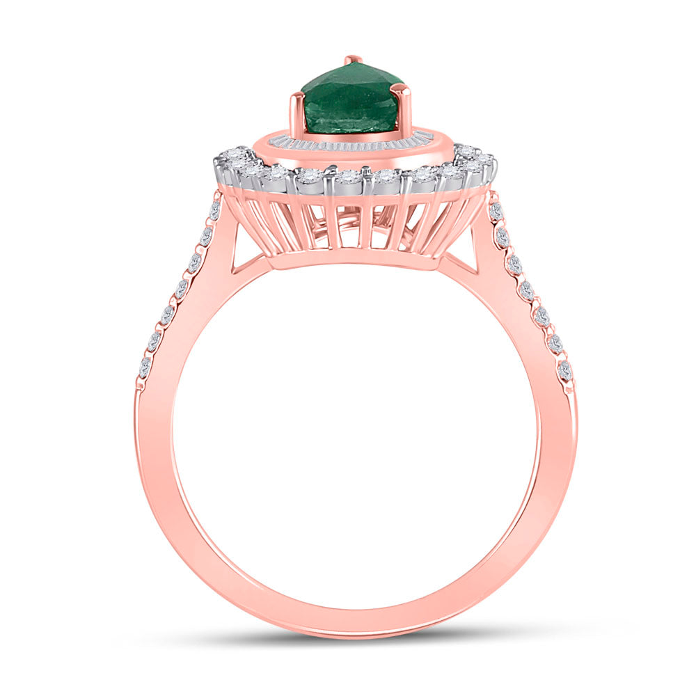 14kt Rose Gold 3/8ctw Diamond 1/2 Ct Emerald Ring
