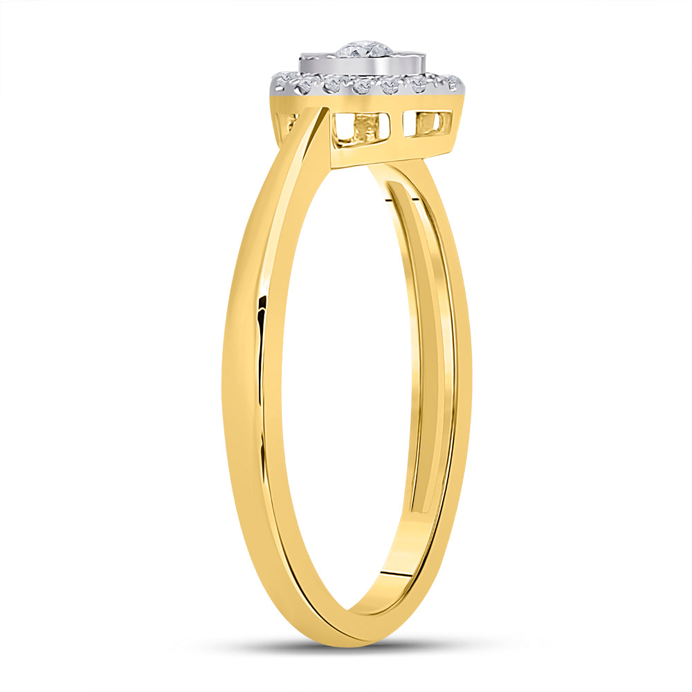 10K Yellow Gold Womens Round Diamond Teardrop Promise Ring 1/12 Cttw, Womens Size: 5-10