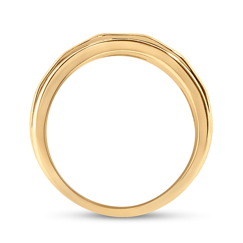 10K Yellow Gold Mens Round Diamond Wedding Double Row Band Ring 3/4 Cttw, Mens Size: 7-13