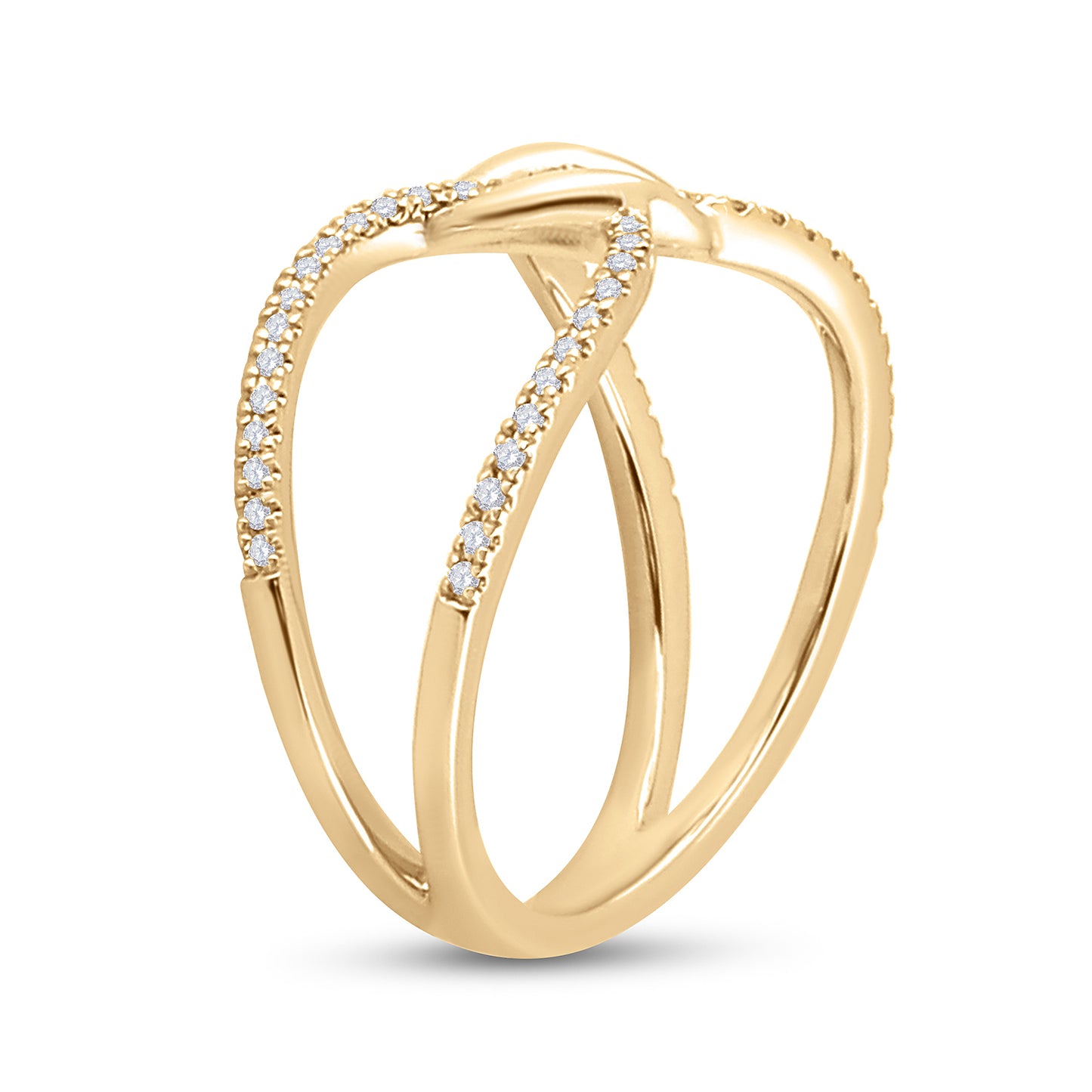 14K Yellow Gold Womens Round Diamond Negative Space Link Fashion Ring 1/6 Cttw, Womens Size: 5-10