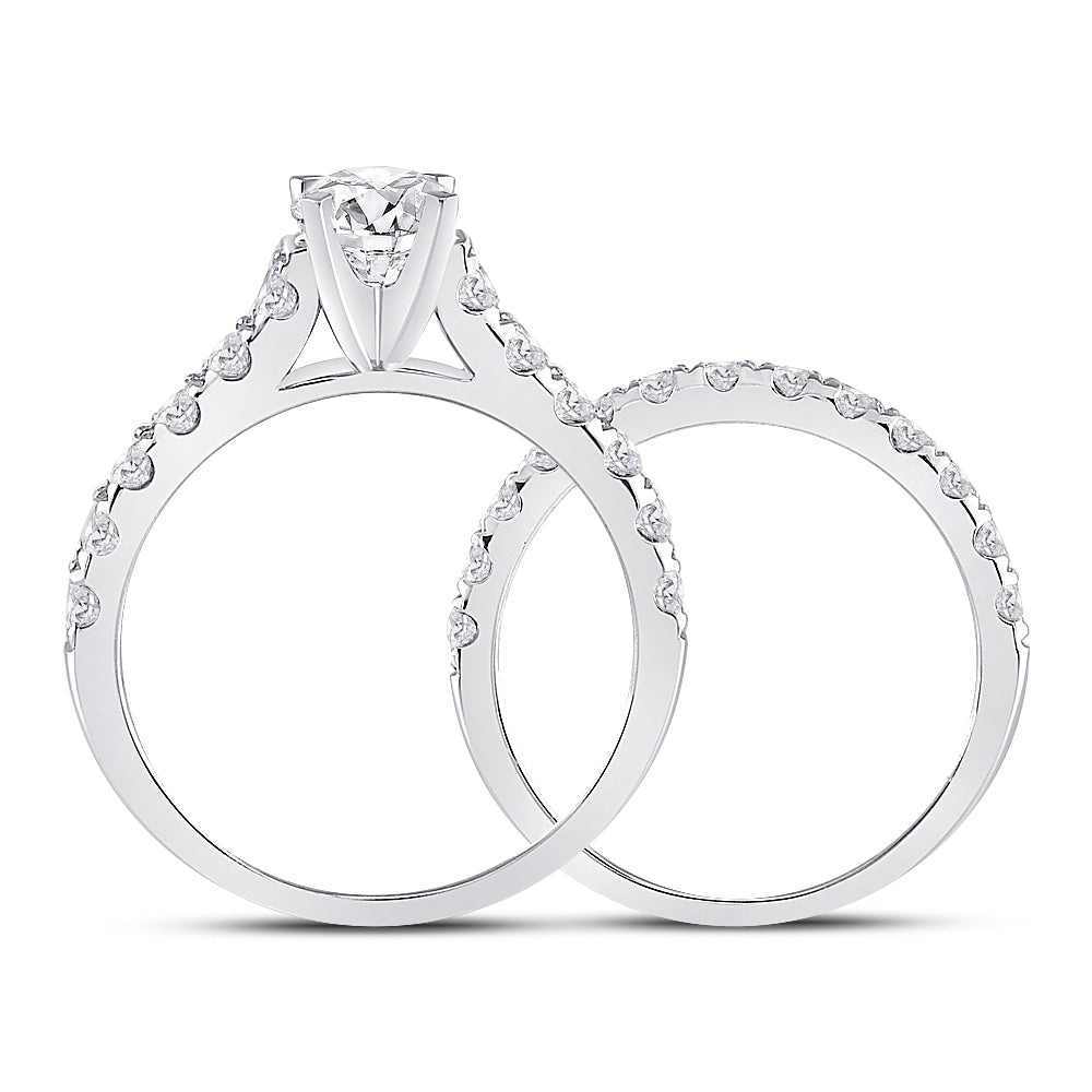 14K White Gold Round Dia. Bridal Wedding Band Set 2ctw, Women's Sz: 5-10