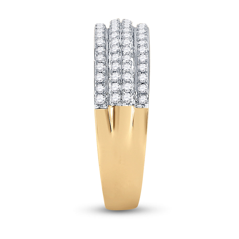 14K Yellow Gold His Hers Round Diamond Cluster Matching Wedding Set 1-1/3 Cttw, Womens Size: 5-10, Mens Size: 7-13