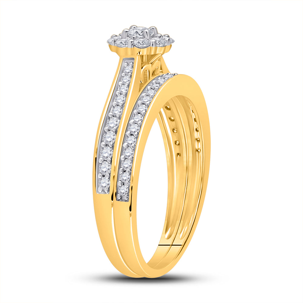 10K Yellow Gold Round Diamond Bridal Wedding Ring Band Set 1/2ctw, Women's Size: 5-10