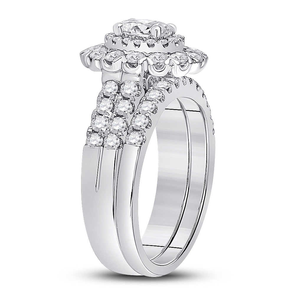 14K White Gold Oval Diamond Bridal Wedding Ring Band Set 1-7/8ctw, Womens Size: 5-10