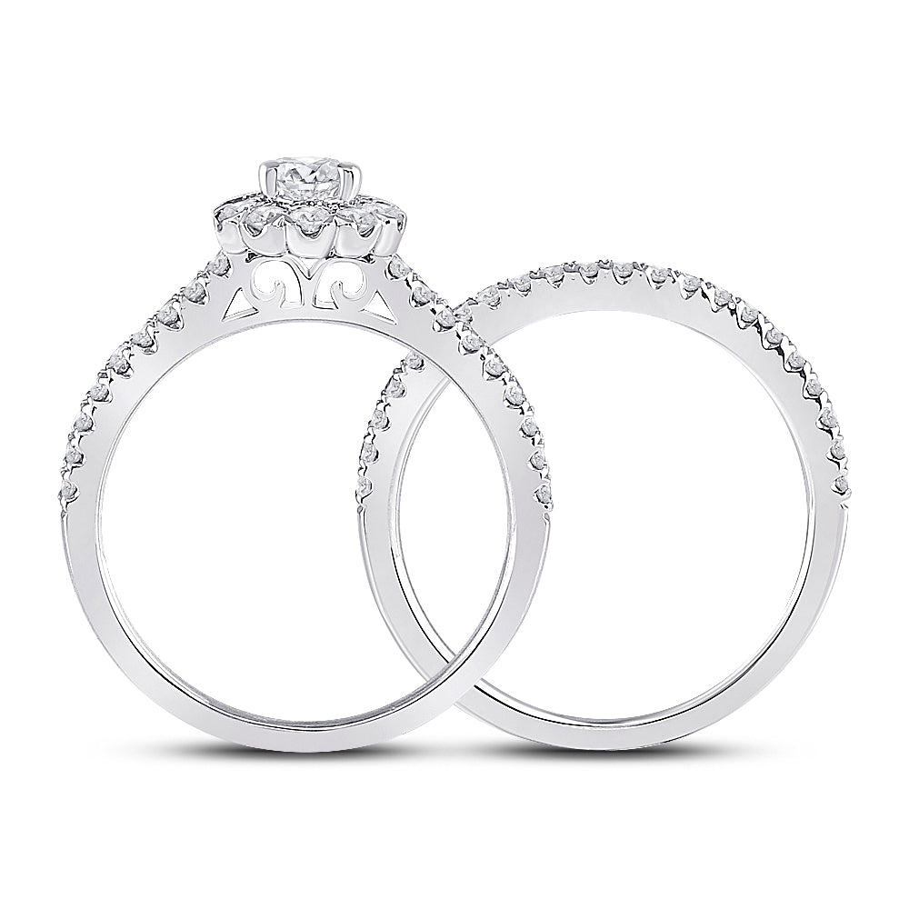 14kt White Gold 1 1/2ctw Diamond Ana M 1/2ct-cpear Bridal Sets Single Halo