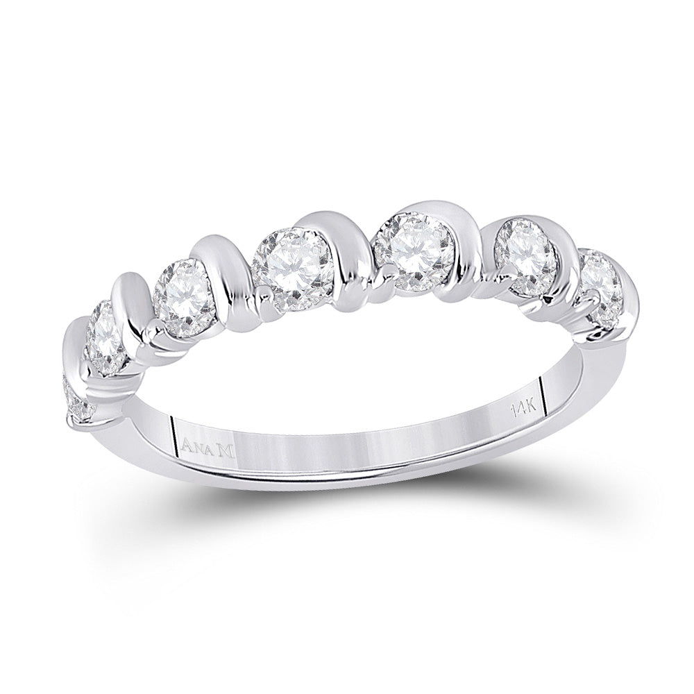 14K White Gold Womens Round Diamond Band Ring 3/4 Cttw, Womens Size: 5-10