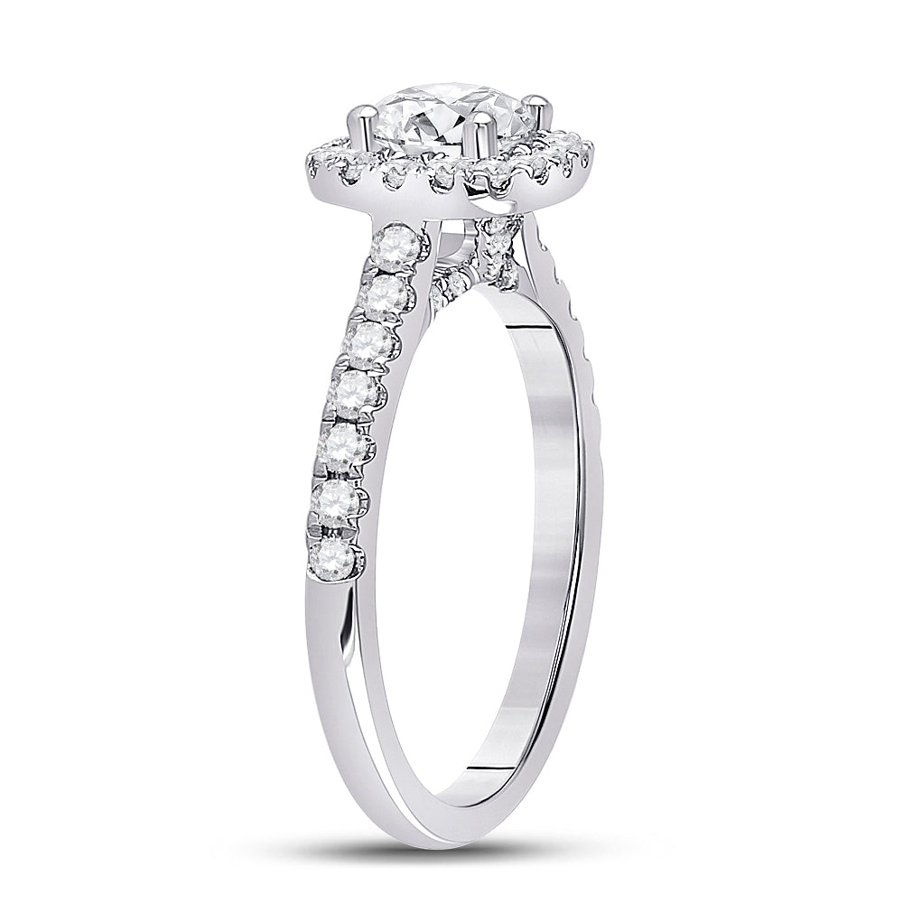 14K White Gold Round Diamond Halo Bridal Wedding Engagement Ring 1-1/3 Cttw, Womens Size: 5-10