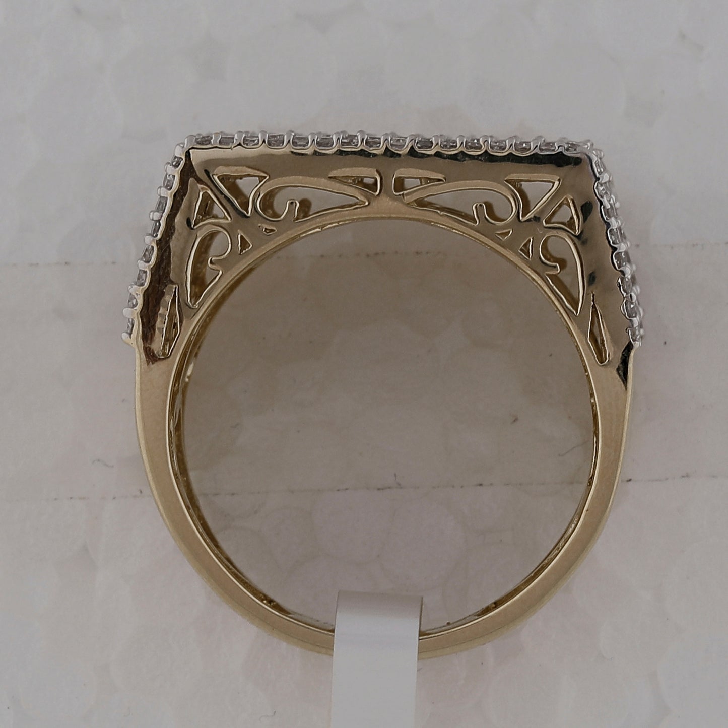 10K Yellow Gold Mens Baguette Diamond Flat Top Fashion Ring 3 Cttw, Mens Size: 7-13