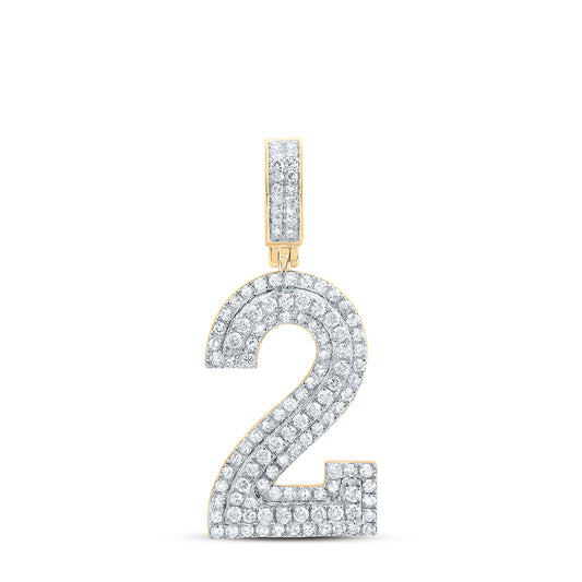 10K Yellow Gold Mens Round Diamond Number Charm Pendant