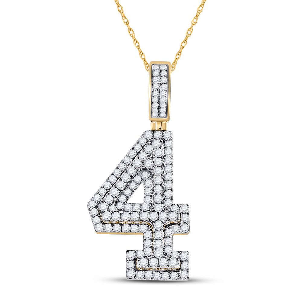 10K Yellow Gold Mens Round Diamond Number Charm Pendant
