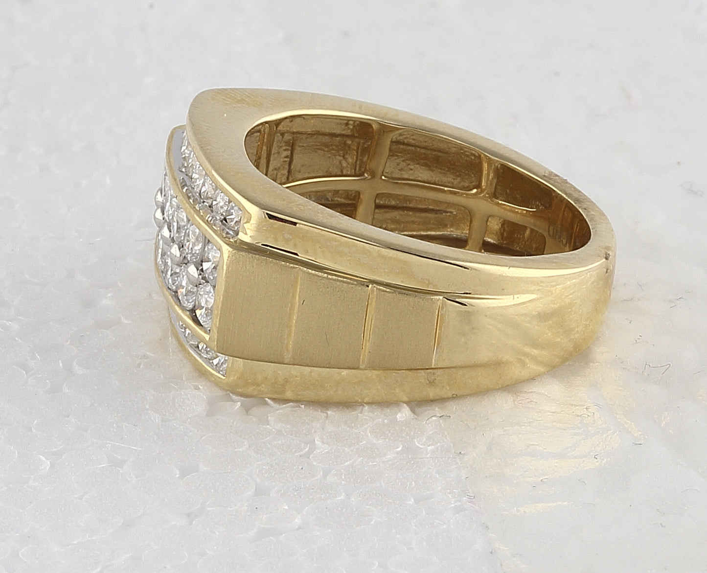 14K Yellow Gold Mens Round Diamond Band Ring 1-1/2 Cttw, Mens Size: 7-13