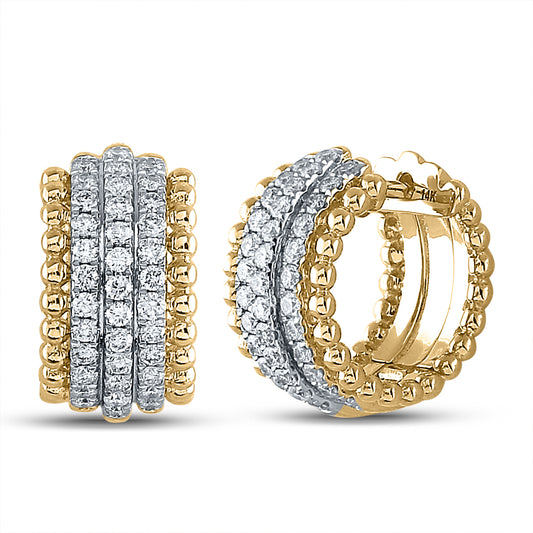 14kt Yellow Gold 3/4 Cttw Diamond Ana M Fashion High Hoops Earring