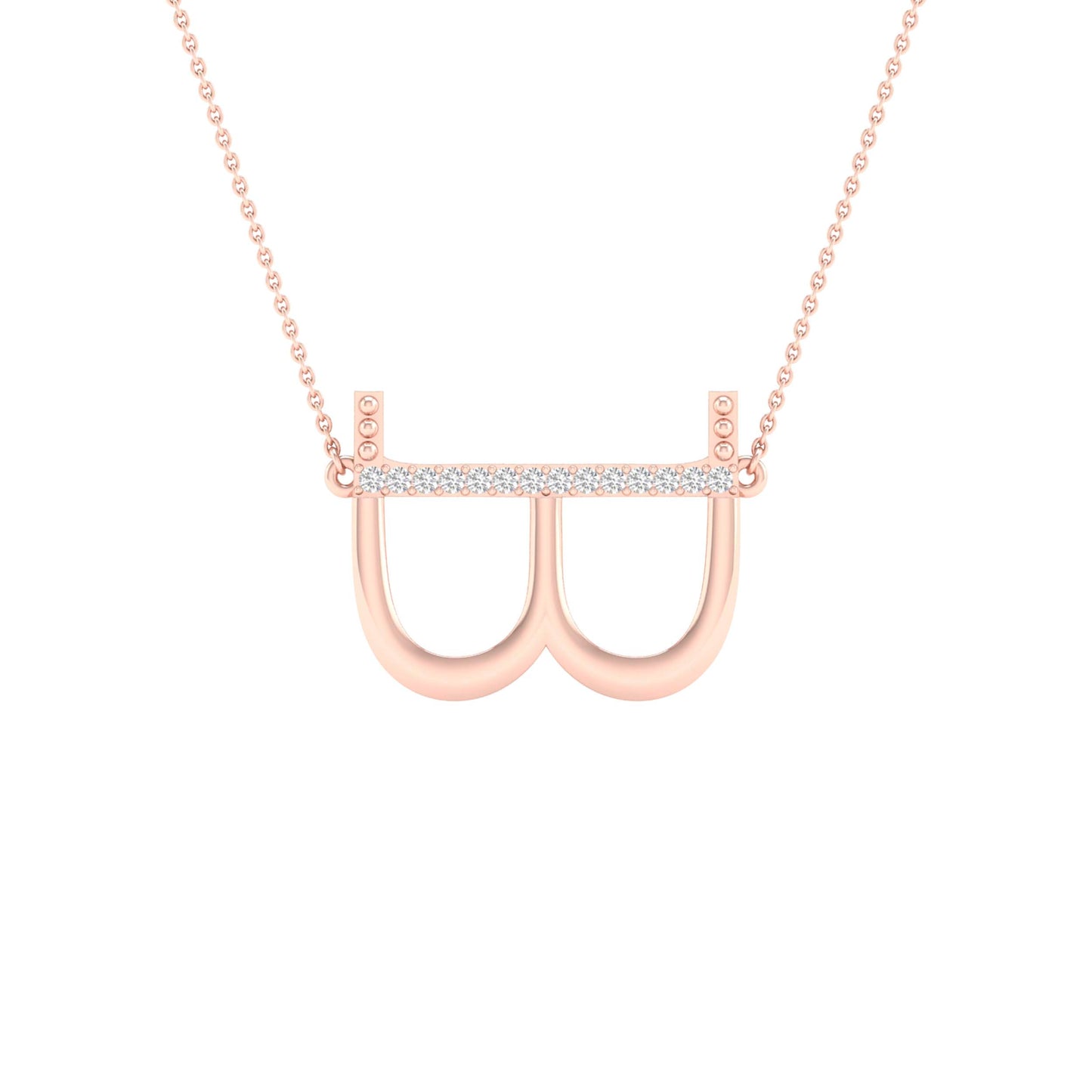 10kt Rose Gold 1/20ctw Diamond P1p2 Ladies Initial "b" Necklace
