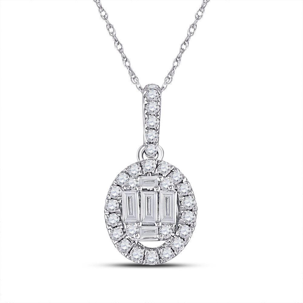 14kt White Gold 1/3ct Diamond Ana M Diana Oval Pendant