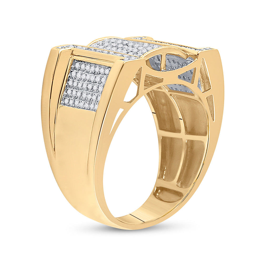 10K Yellow Gold Mens Round Diamond Band Ring 5/8 Cttw, Mens Size: 7-13