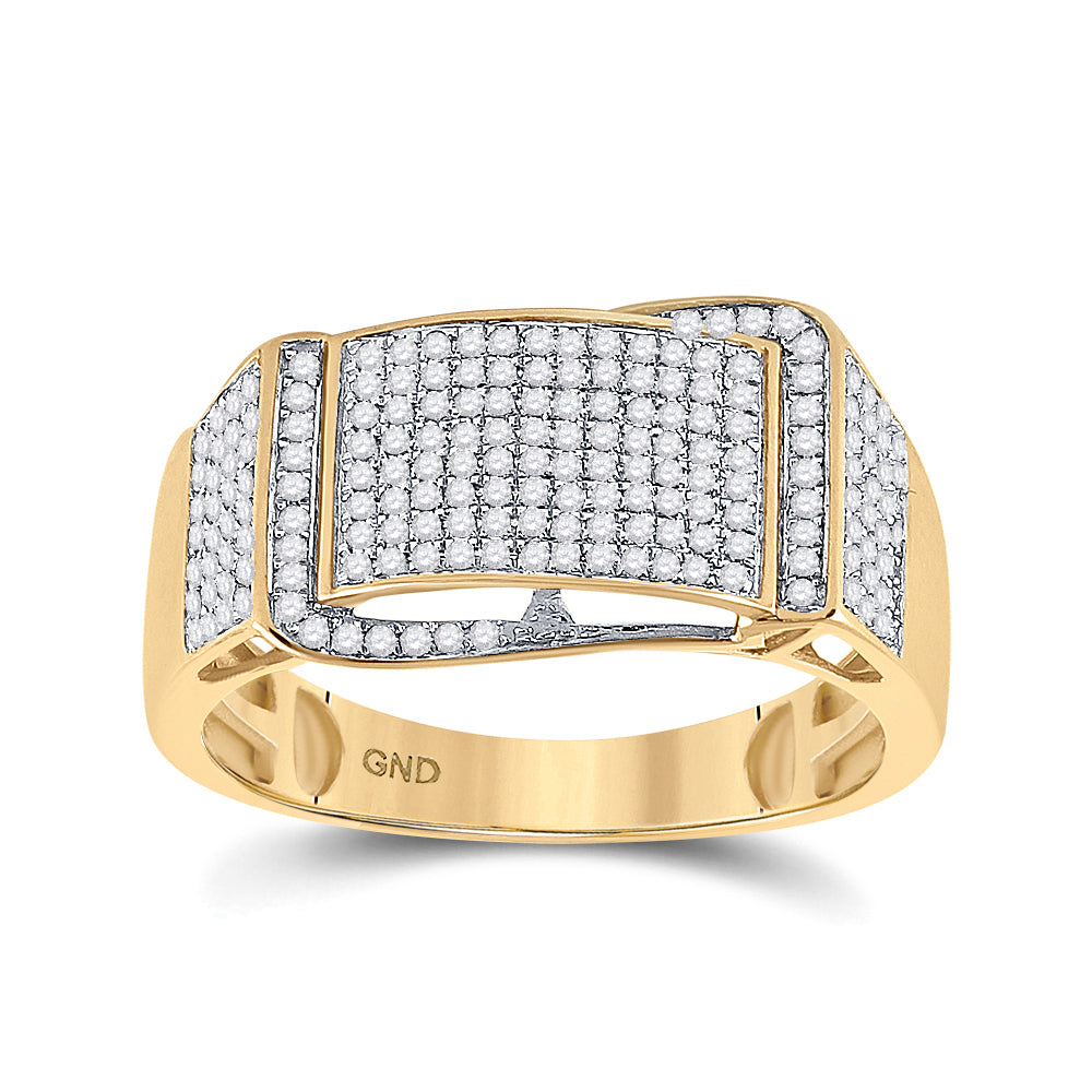 10K Yellow Gold Mens Round Diamond Fashion Ring 1/2 Cttw, Mens Size: 7-13