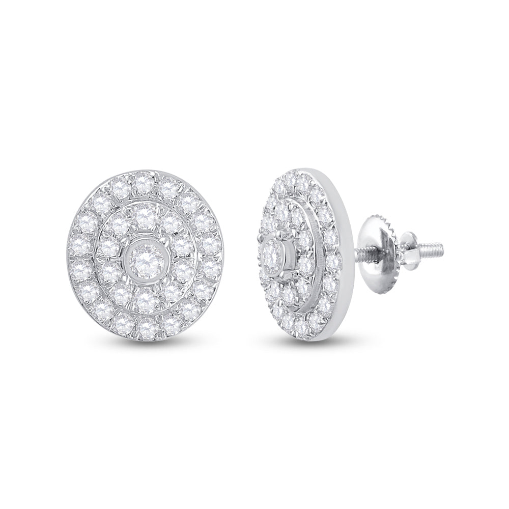 10K Yellow Or White Or Rose Gold Womens Round Diamond Oval Earrings